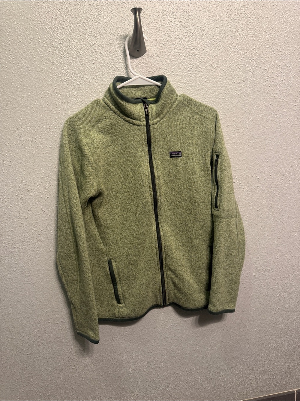 Patagonia Olive Green Full-Zip Teddy Fleece Jacket